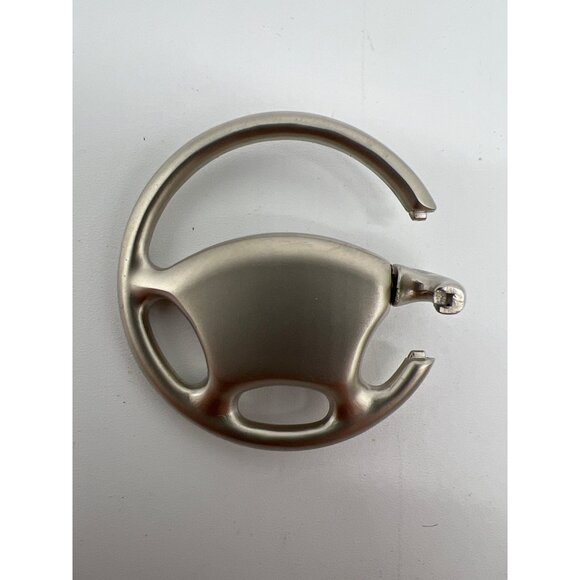 Silver Steering Wheel Keychain Durable Metal Novelty Design For Car Enthusiasts - Picture 4 of 4